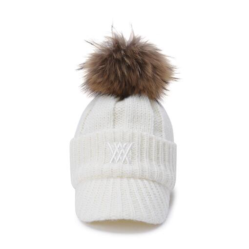 (W) COLOR POINT WOOL KNIT CAP_WH